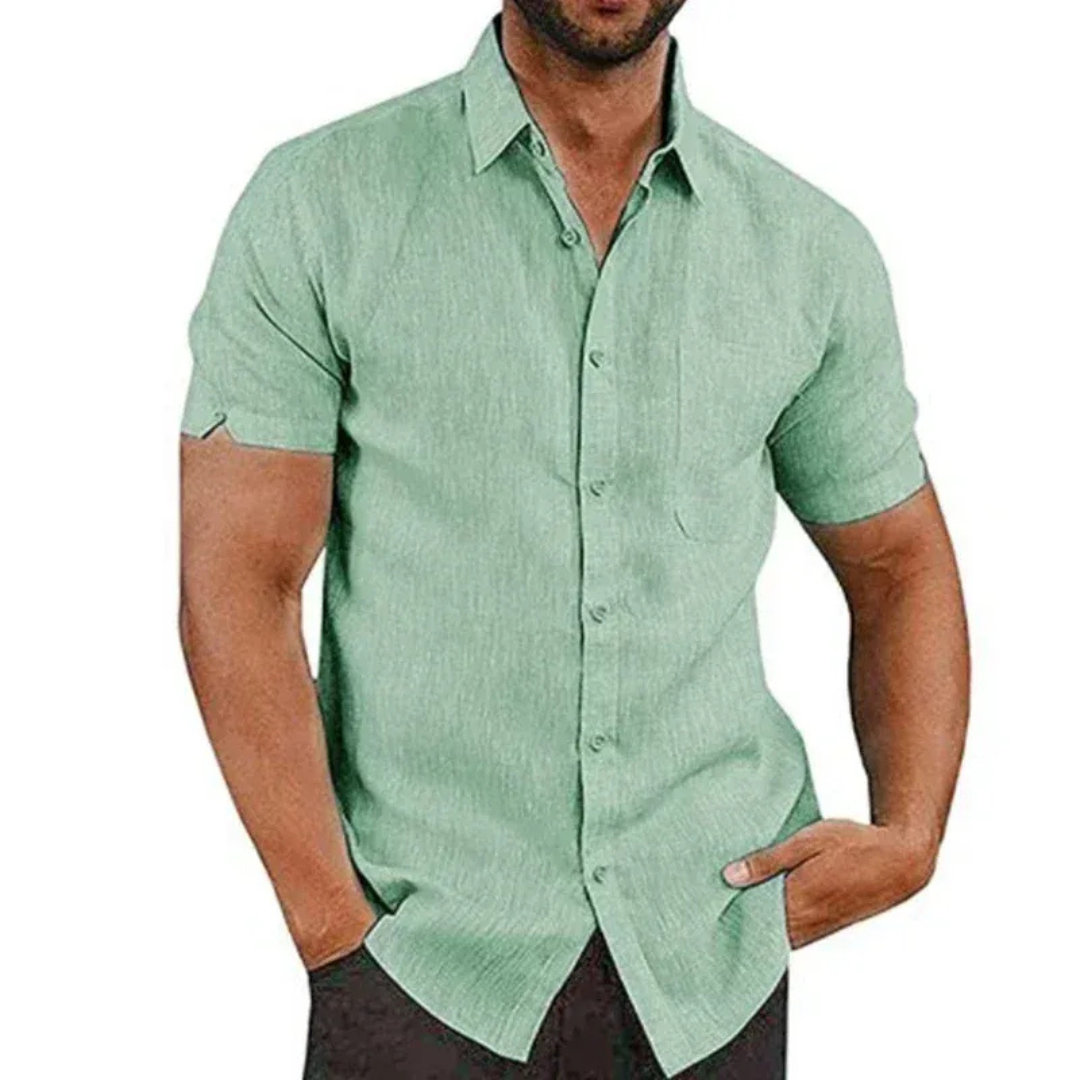 Camisa de verão de manga curta para homem – Camisa descontraída com botões para o dia a dia casual