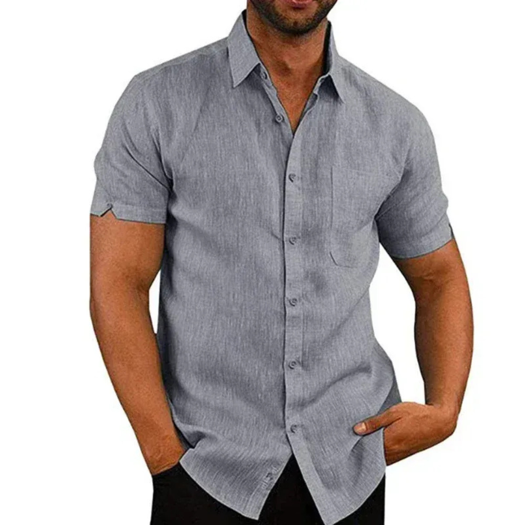 Camisa de verão de manga curta para homem – Camisa descontraída com botões para o dia a dia casual
