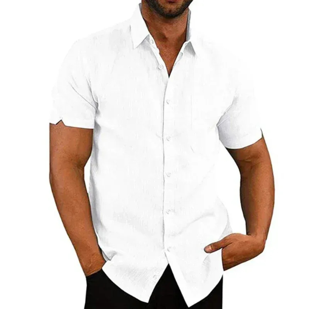 Camisa de verão de manga curta para homem – Camisa descontraída com botões para o dia a dia casual