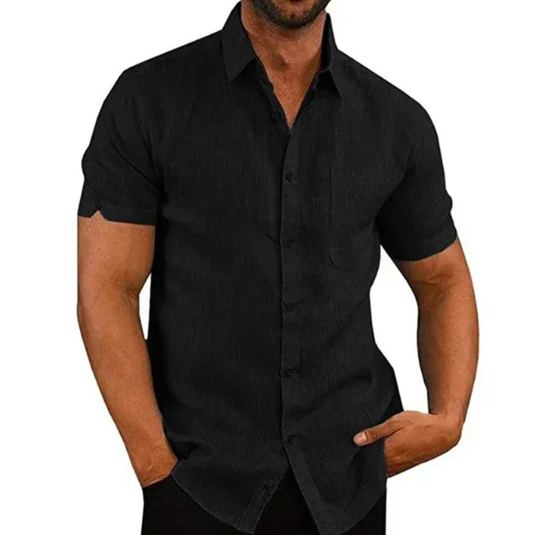 Camisa de verão de manga curta para homem – Camisa descontraída com botões para o dia a dia casual