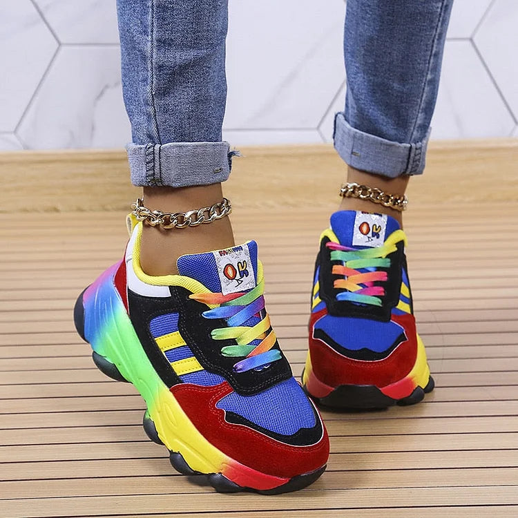 Damskie ortopedyczne trampki z nadrukiem, amortyzowane codzienne sneakersy