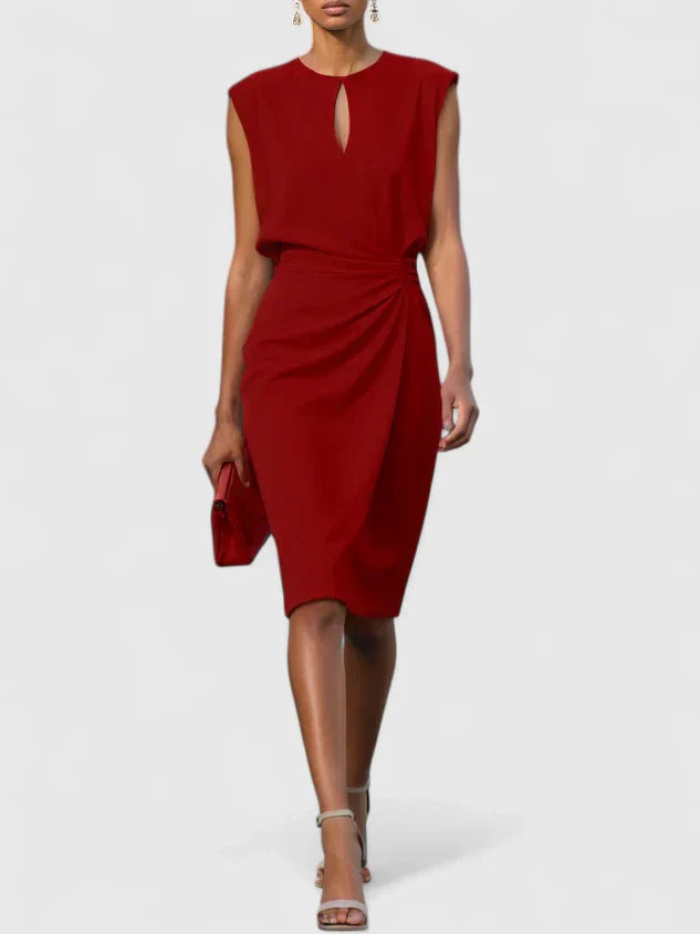 Women’s Ruched Waist Midi Dress Elegant Occasion Style