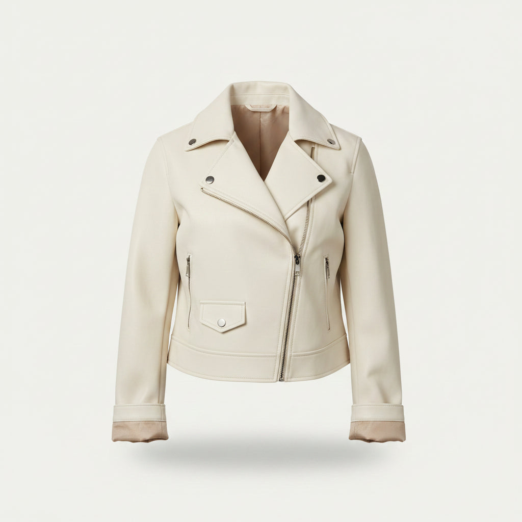 Women’s Wide-Lapel Leather Jacket – Retro Statement Outerwear for Streetwear and Evening Wear
