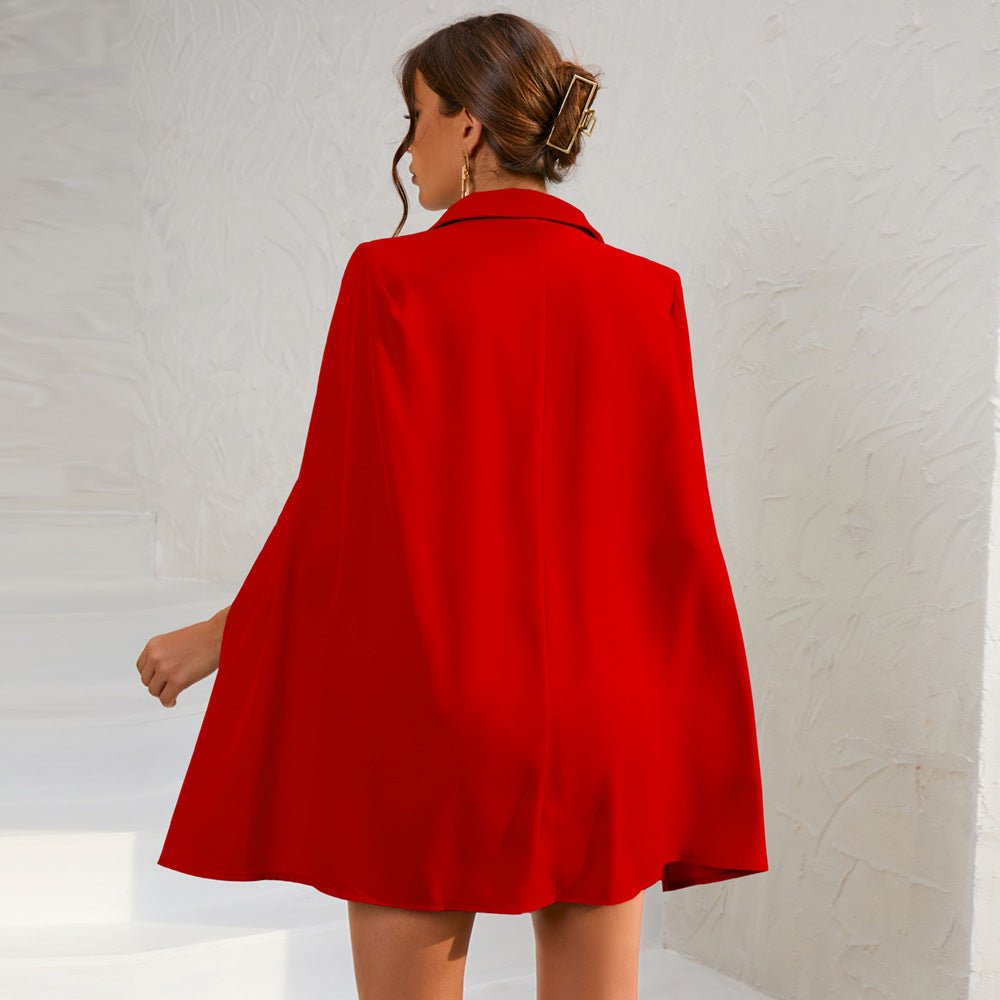 Robe Mini Blazer Cape pour Femme – Style Ceinturé et Ajusté pour le Bureau et les Soirées