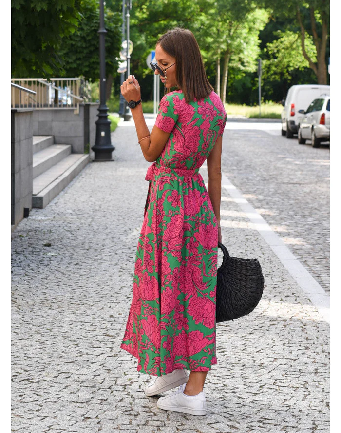 Vestido largo de verano estampado para mujer – fluido, transpirable, cómodo, elegante, corte en A, ideal para vacaciones y uso diario