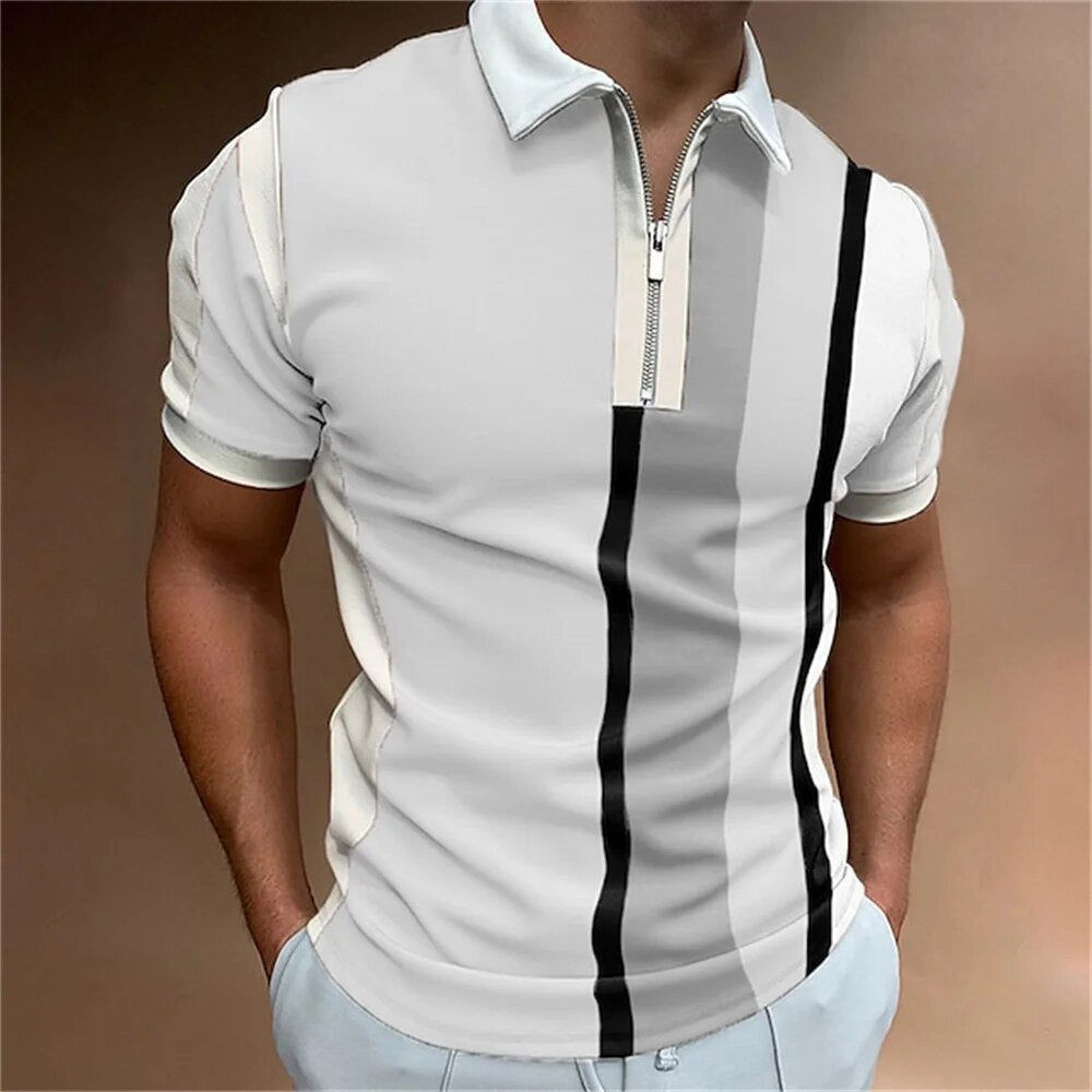 Men’s Striped Polo Shirt – Tailored Breathable Comfortable Stylish Casual Smart Everyday Fit