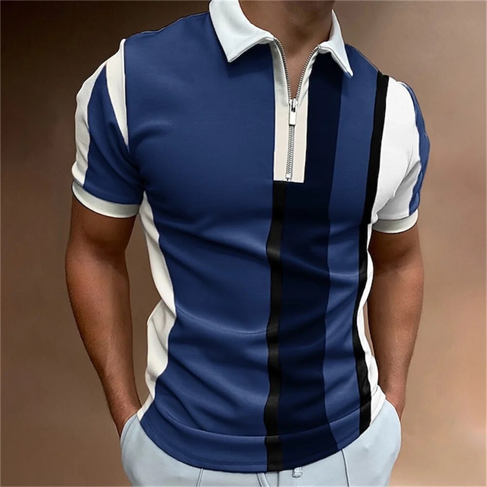Men’s Striped Polo Shirt – Tailored Breathable Comfortable Stylish Casual Smart Everyday Fit