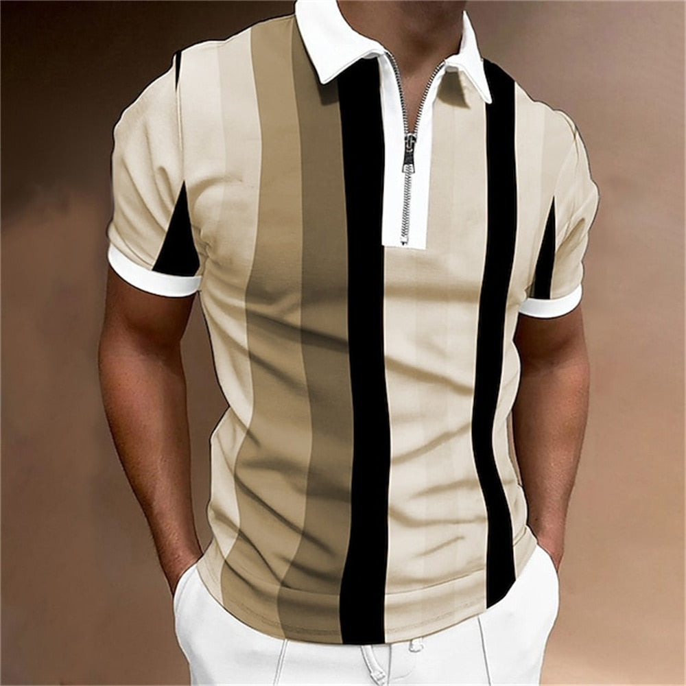 Men’s Striped Polo Shirt – Tailored Breathable Comfortable Stylish Casual Smart Everyday Fit