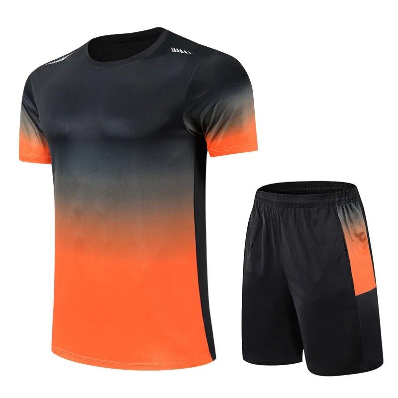 Men’s Sports Set Gradient Design Breathable Quick Dry Slim Fit Gym Training Running Activewear Outfit
