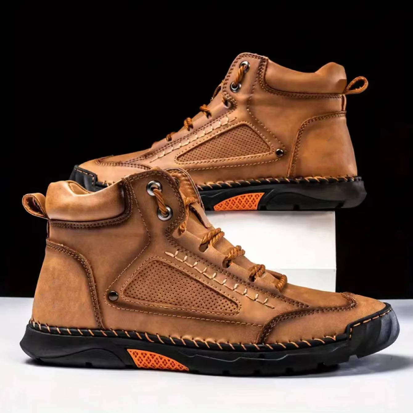 Men’s Hand Stitched Ankle High Lace Up Outdoor Boots