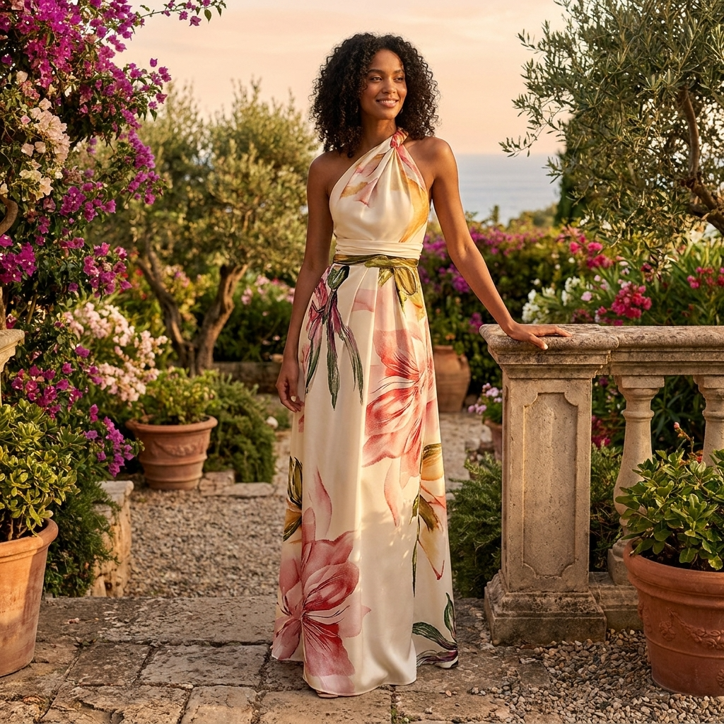 halter spring dress Women's Printed Maxi Asymmetric Occasion Style %0D%0ADelicate%20sewing%20and%20hemming%20by%20durable%20needle%20lockstitch%20machine Size:7 Vintage Rococo Renaissance Maxi EVERGREENSSFW