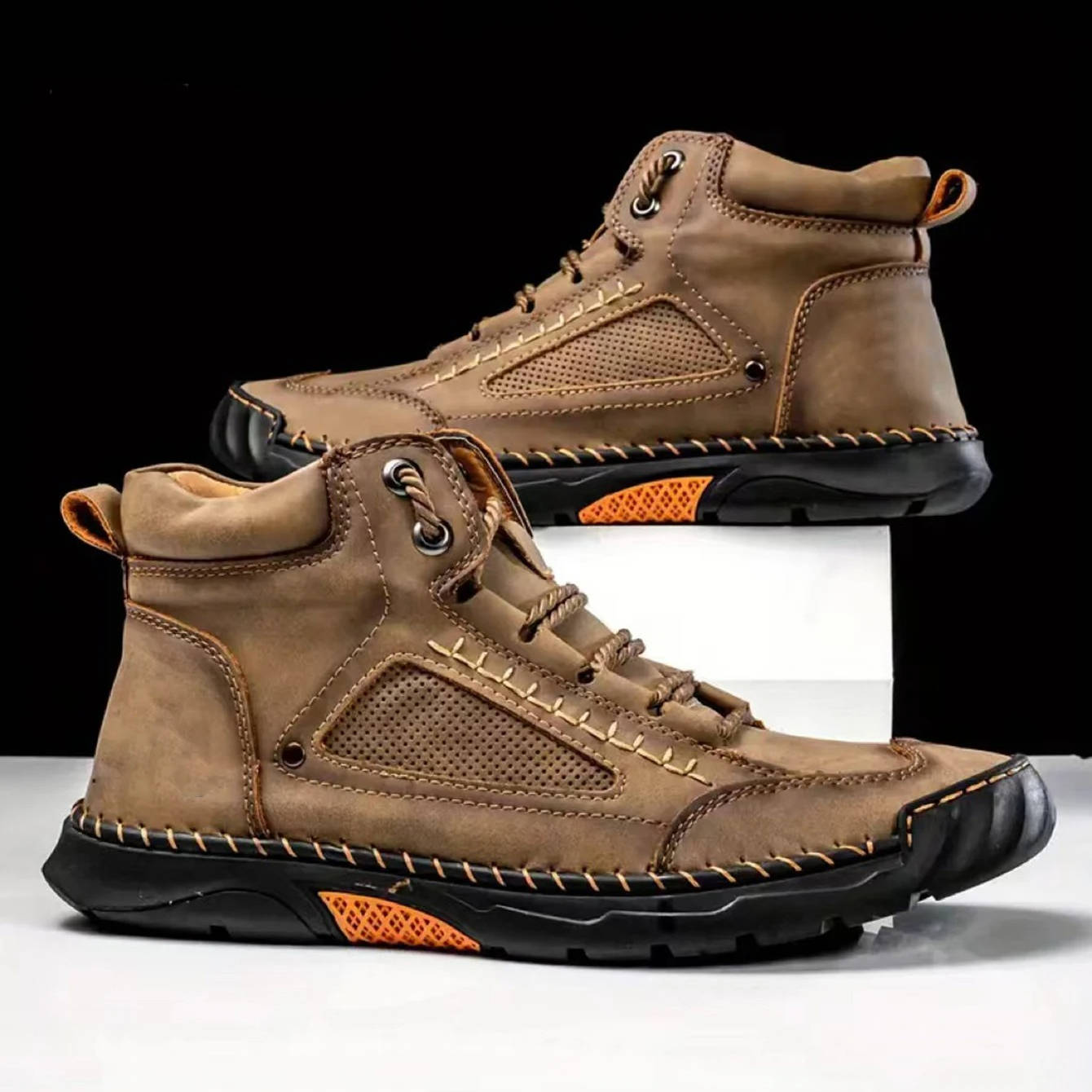 Men’s Hand Stitched Ankle High Lace Up Outdoor Boots
