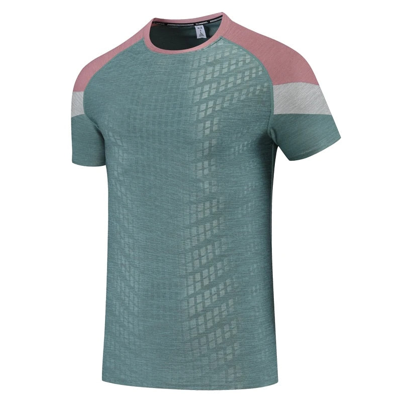 Men’s Colour-Block Sports T-Shirt – Short-Sleeve Crew-Neck Training Top with Shoulder Panel Detailing