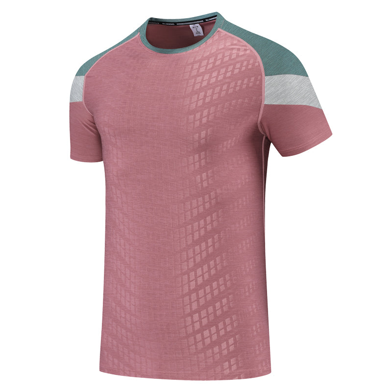 Men’s Colour-Block Sports T-Shirt – Short-Sleeve Crew-Neck Training Top with Shoulder Panel Detailing