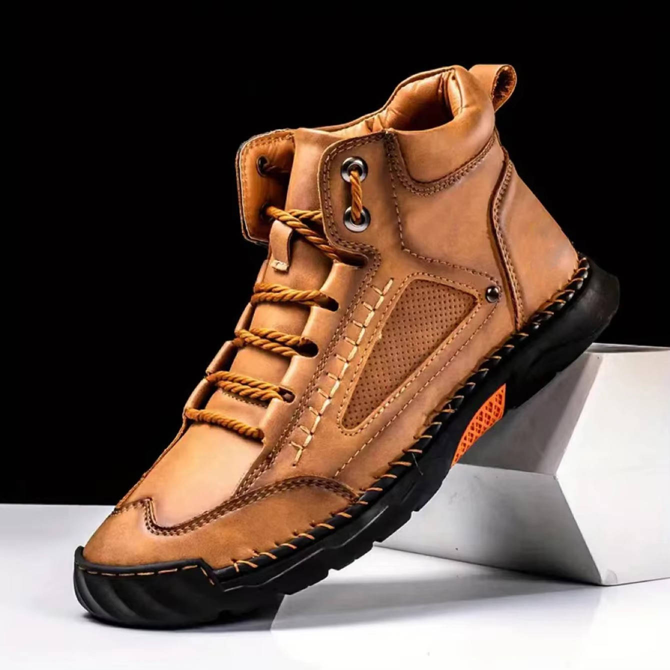 Men’s Hand Stitched Ankle High Lace Up Outdoor Boots