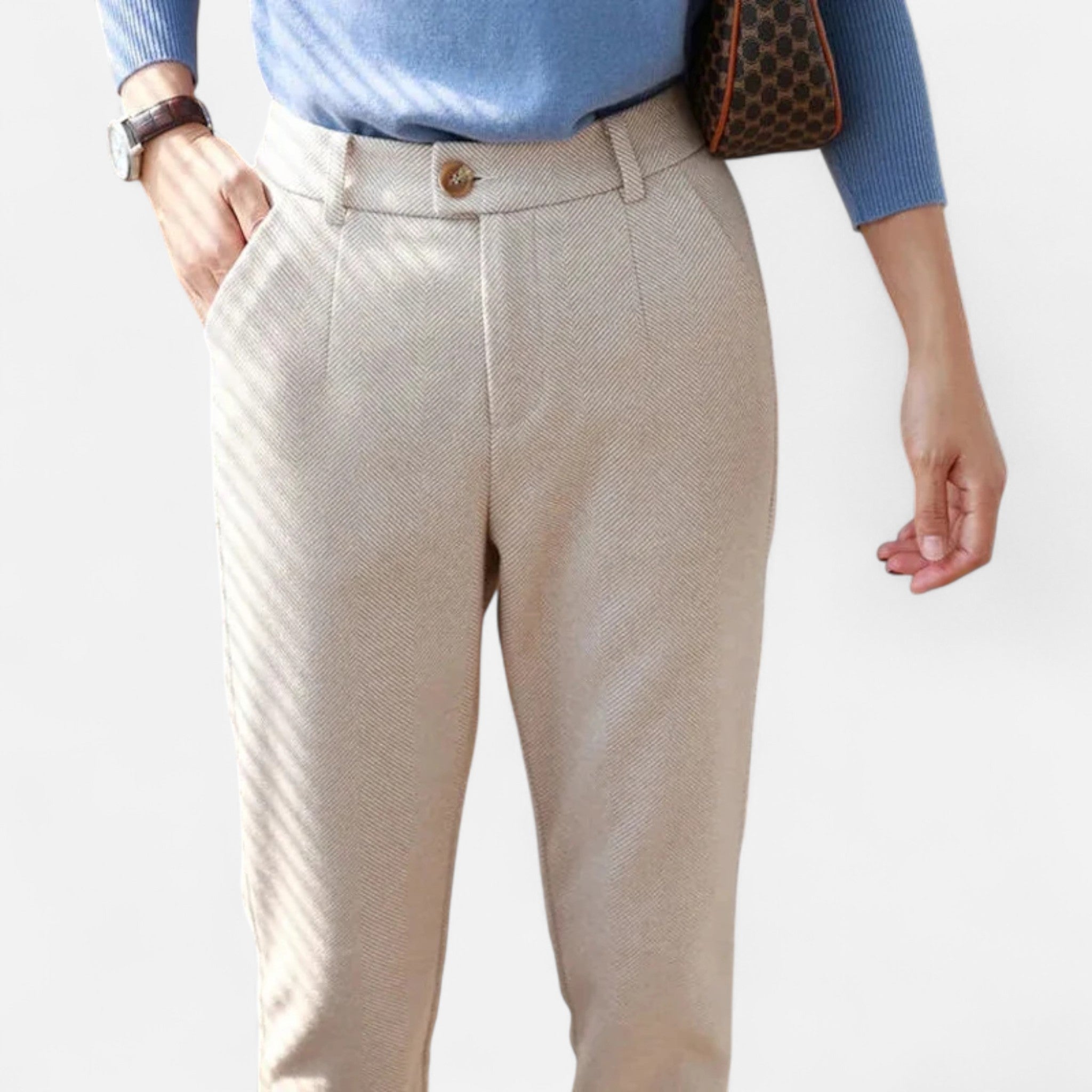 Valmonti | Women’s Wool Pencil Pants – High-Waist Elegance