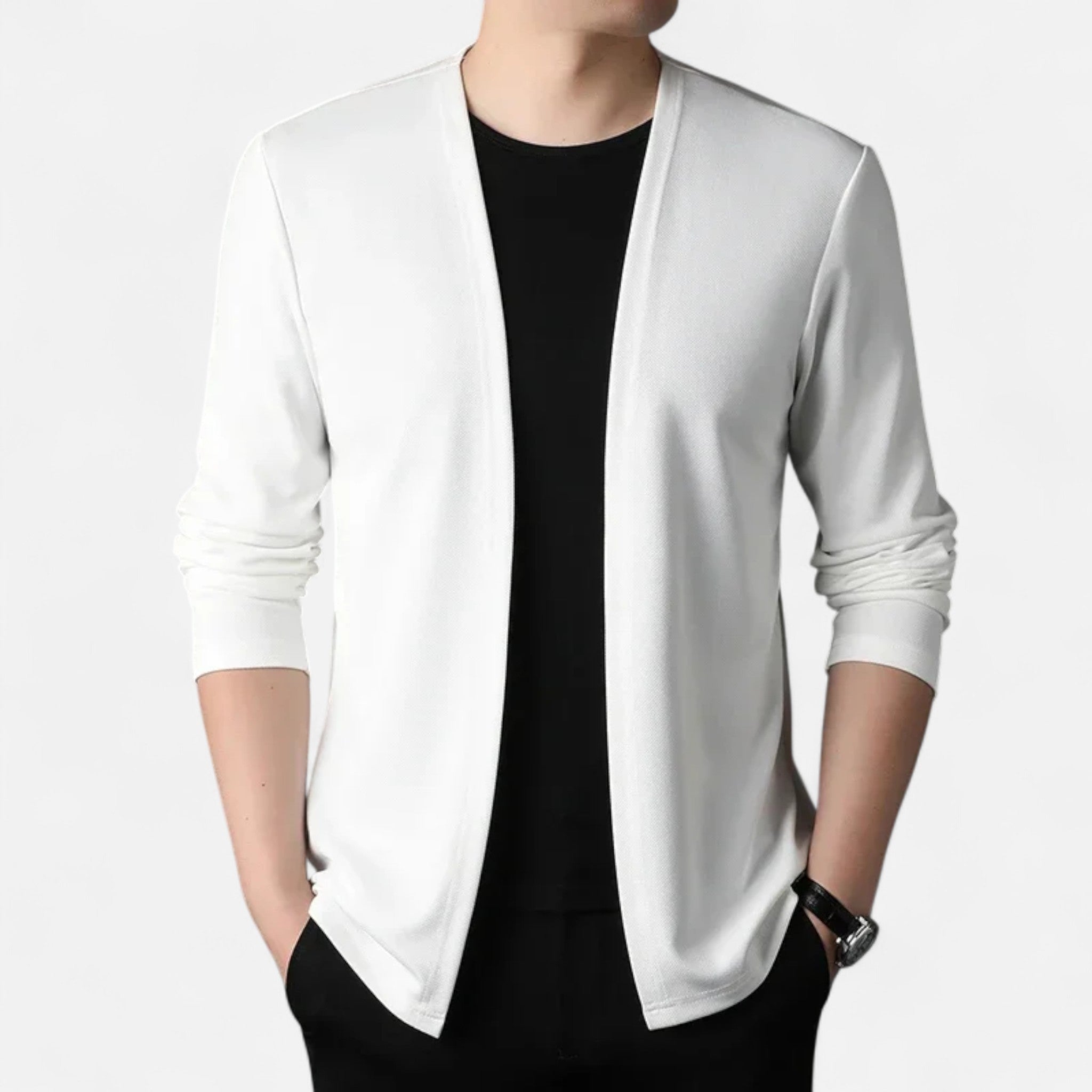 Valmonti | Men’s Cardigan Cloak – Refined Long-Sleeve Elegance