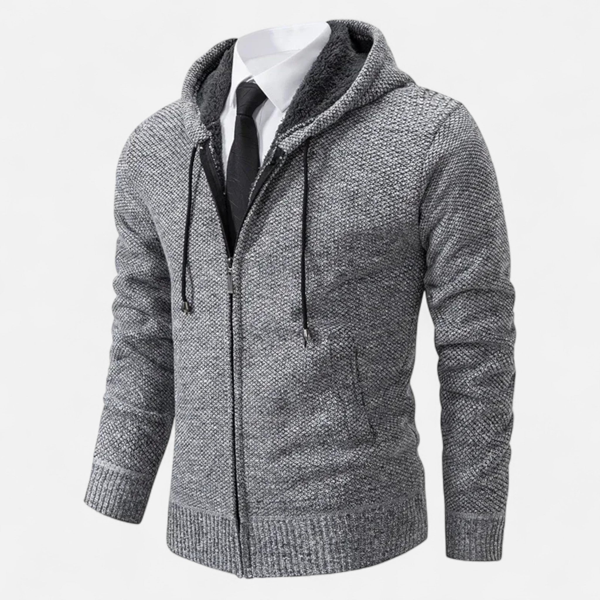 Valmonti | Men’s Zipper Cardigan – Refined Stand-Collar Elegance