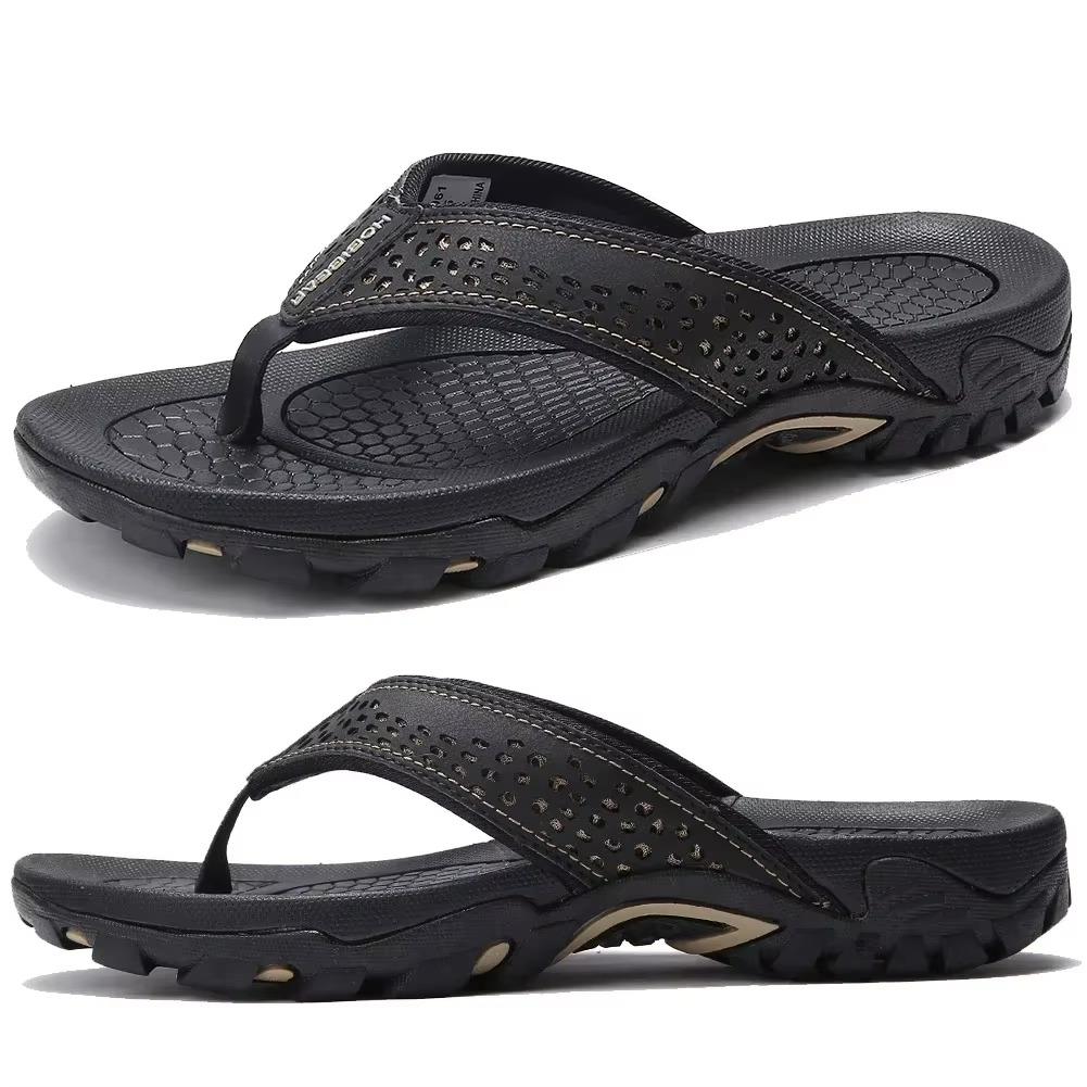 Men’s Outdoor Flip-Flops Cushioned Textured Summer Sandals
