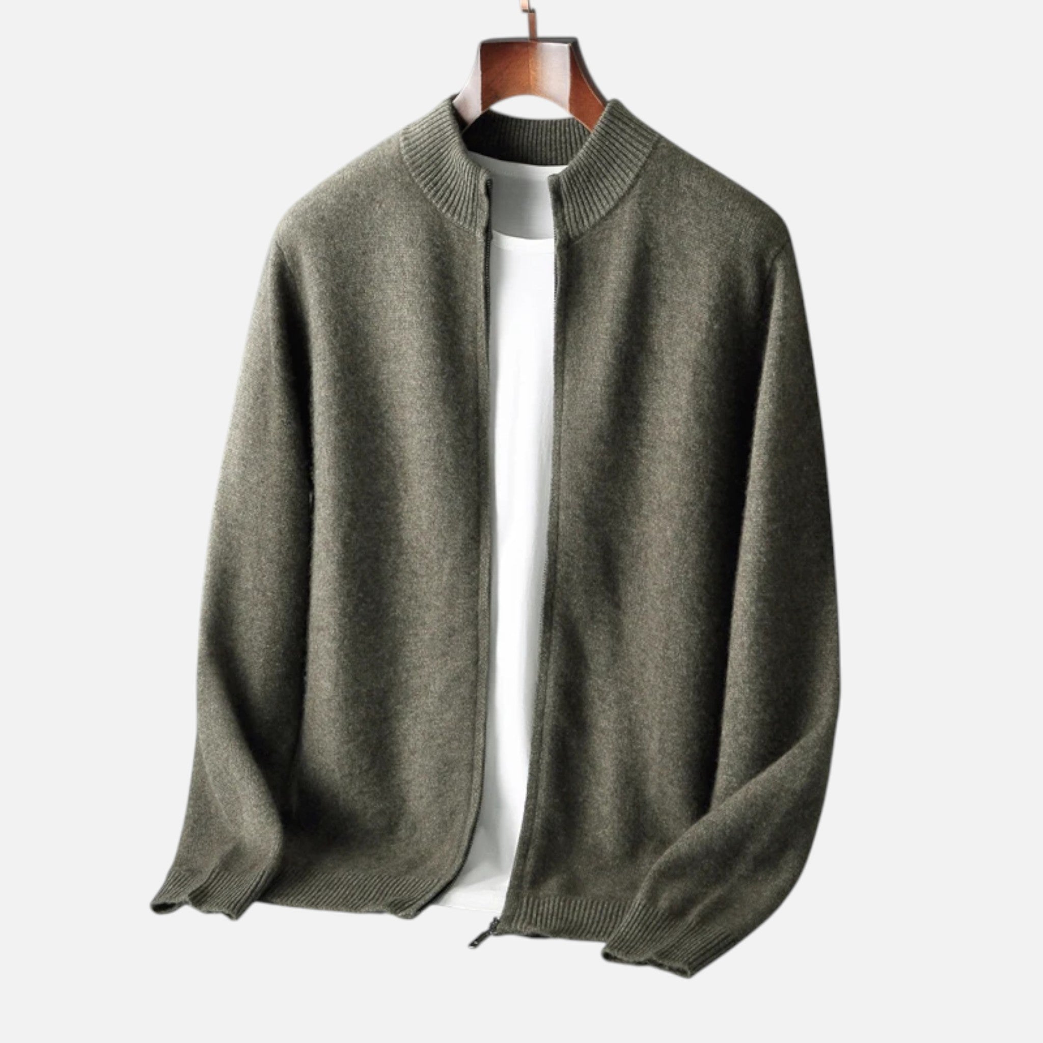 Valmonti | Men’s Cardigan – Merino Wool Zippered Elegance