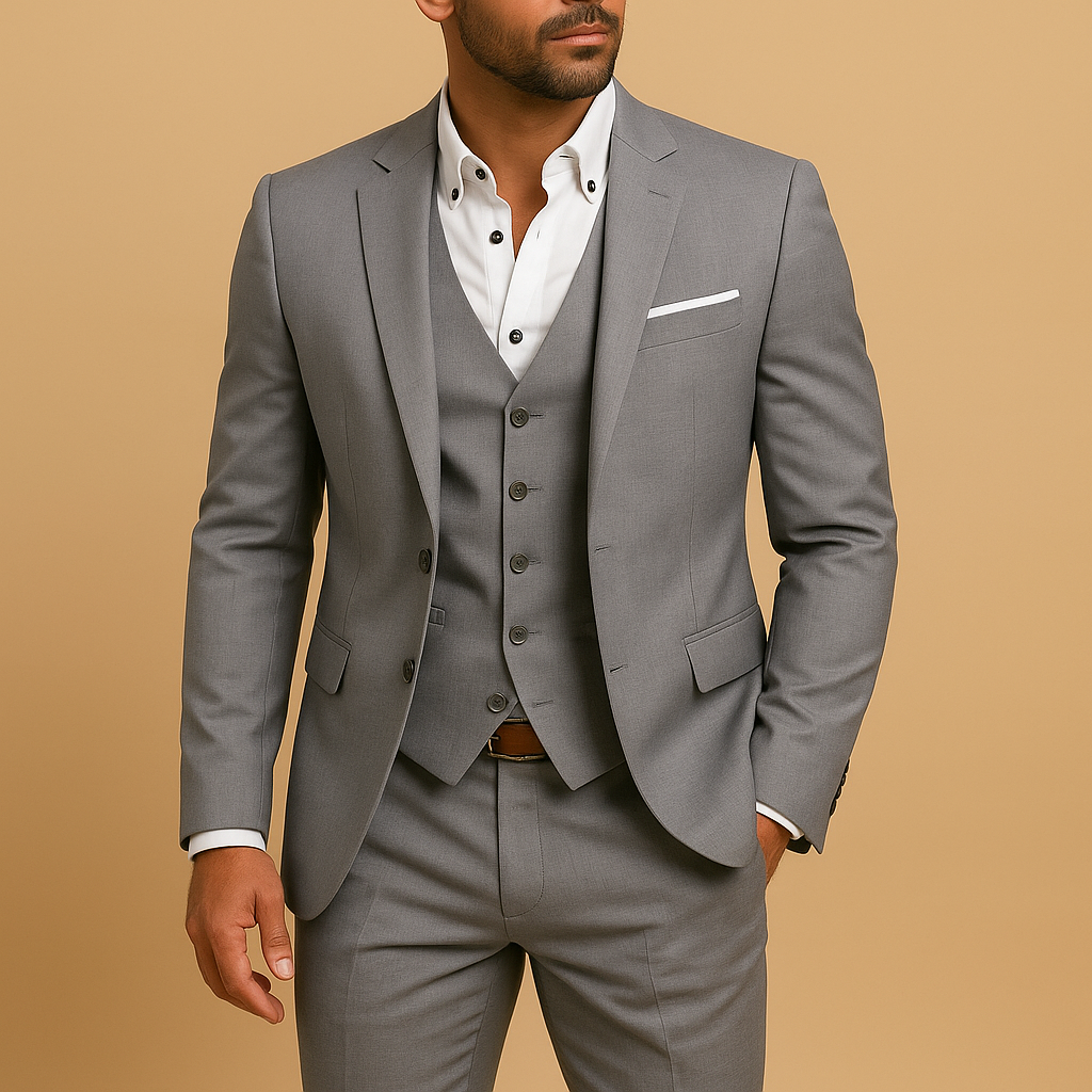 Men’s Slim-Fit Three-Piece Suit – Tailored Blazer Waistcoat and Trousers Set for Weddings Business Formal Events and Evening Occasions