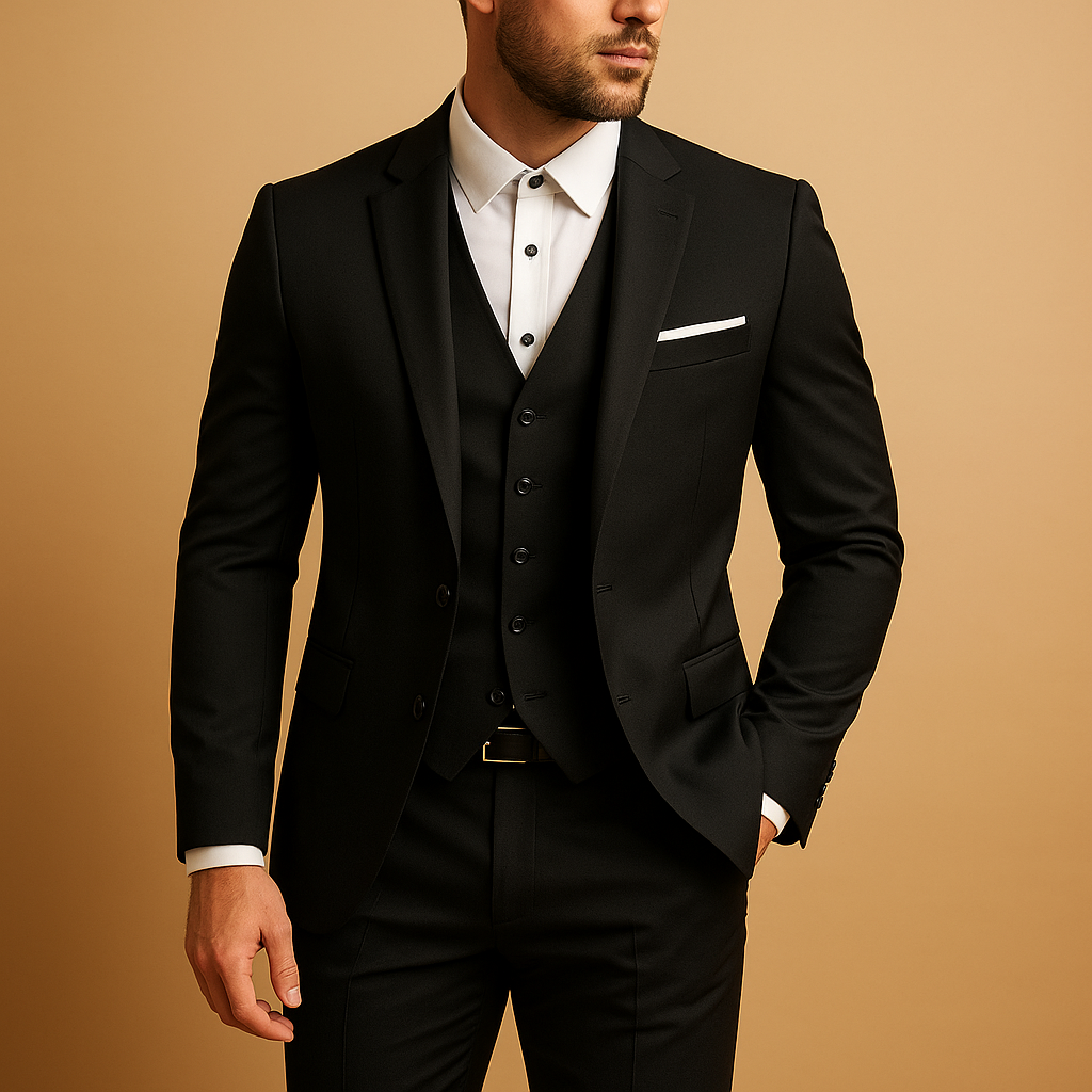 Men’s Slim-Fit Three-Piece Suit – Tailored Blazer Waistcoat and Trousers Set for Weddings Business Formal Events and Evening Occasions