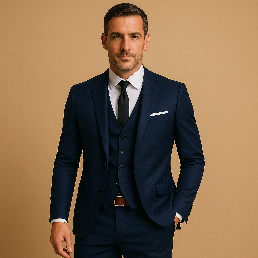 Men’s Slim-Fit Three-Piece Suit – Tailored Blazer Waistcoat and Trousers Set for Weddings Business Formal Events and Evening Occasions