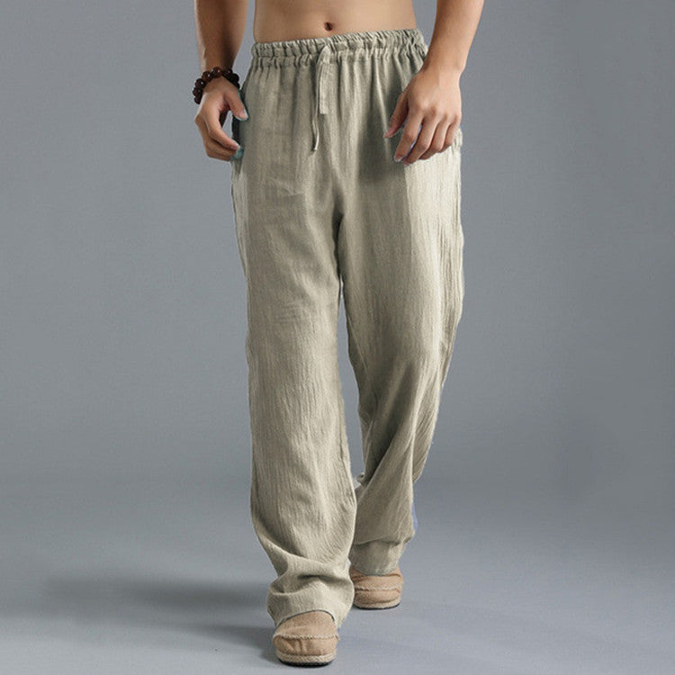 Herenbroek met relaxte pasvorm van linnen – Ademend, elastisch middel voor casual zomerkleding