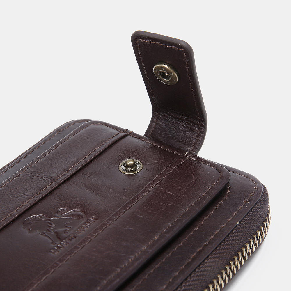 Δερμάτινο ανδρικό πορτοφόλι RFID - vintage διπλωτό με περιμετρικό φερμουάρ, θήκες για κάρτες και θήκη για κέρματα