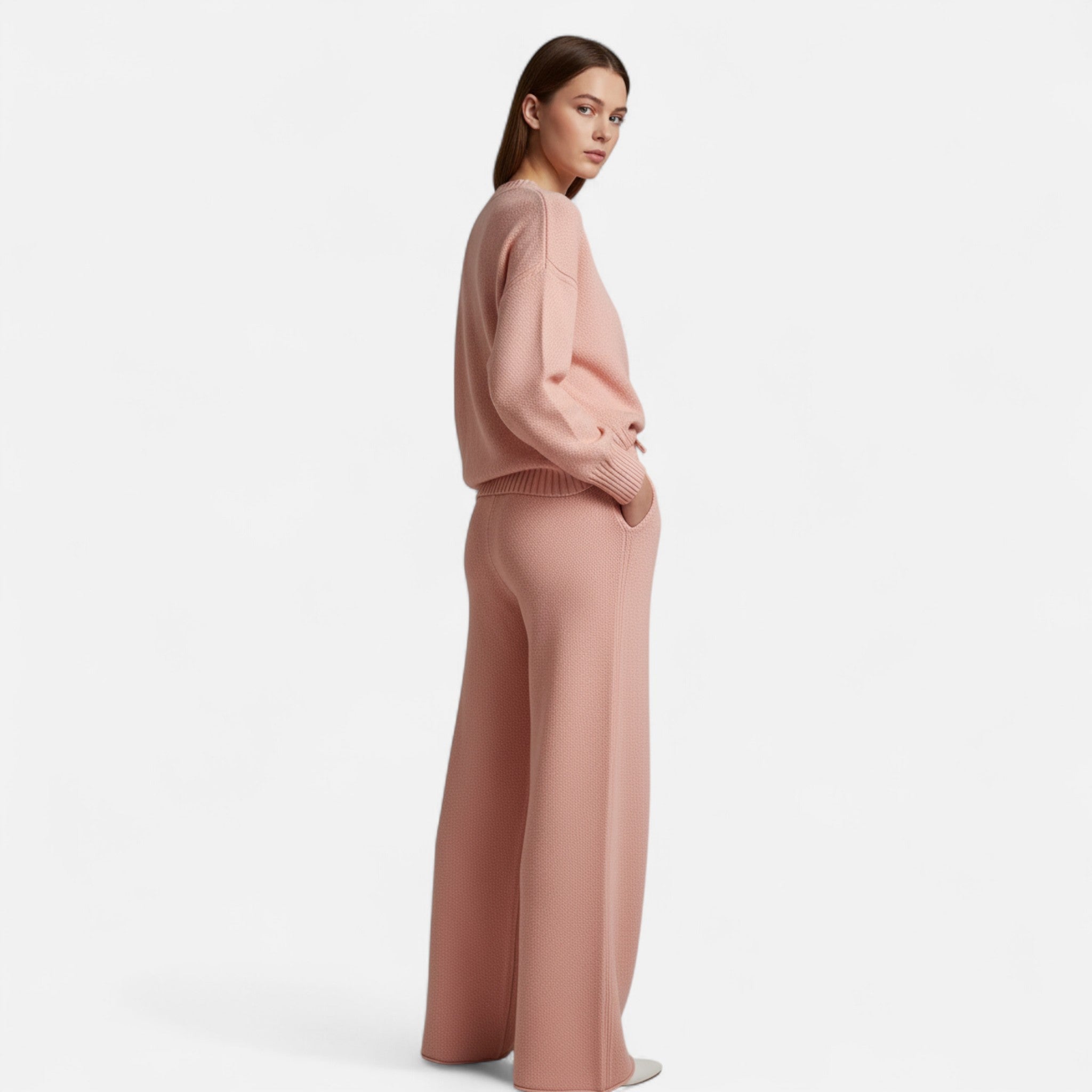 Valmonti | Women’s Knit Sweater & Wide-Leg Trouser Set