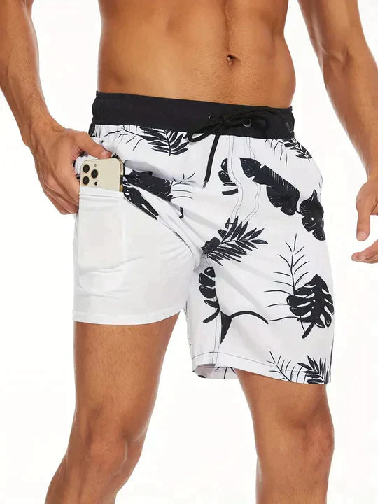 Bañadores para hombre con cordón y estampado, pantalones cortos de playa para ocio