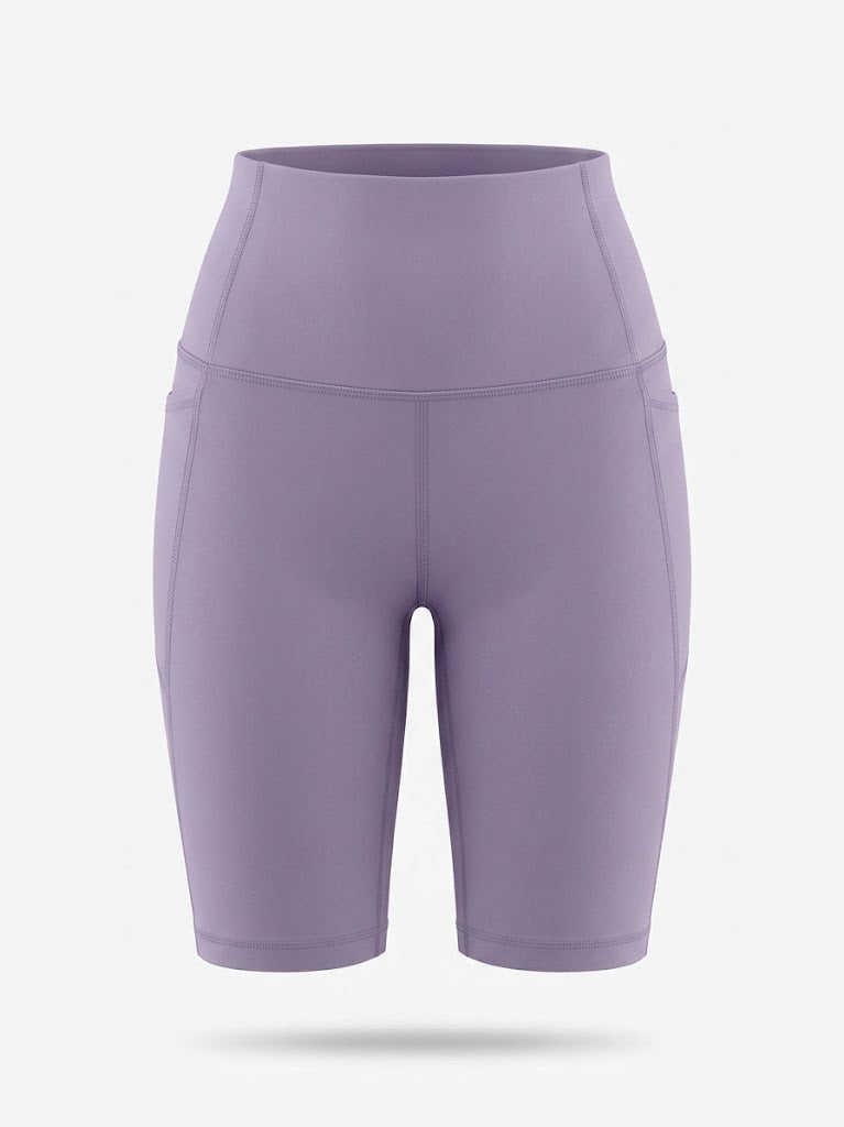 Cykelshorts til kvinder med høj talje – elastisk activewear med lommer til træning og løb