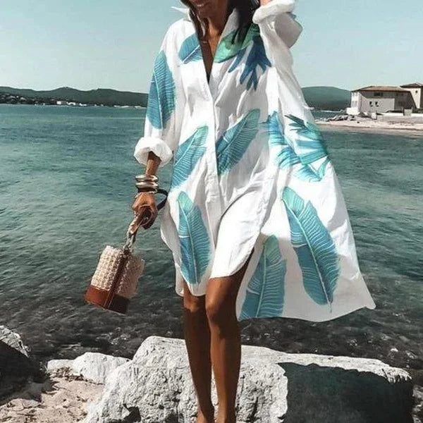 Vestido Camisa Extragrande para Mujer, Transpirable, de Manga Larga, Pareo para Vacaciones
