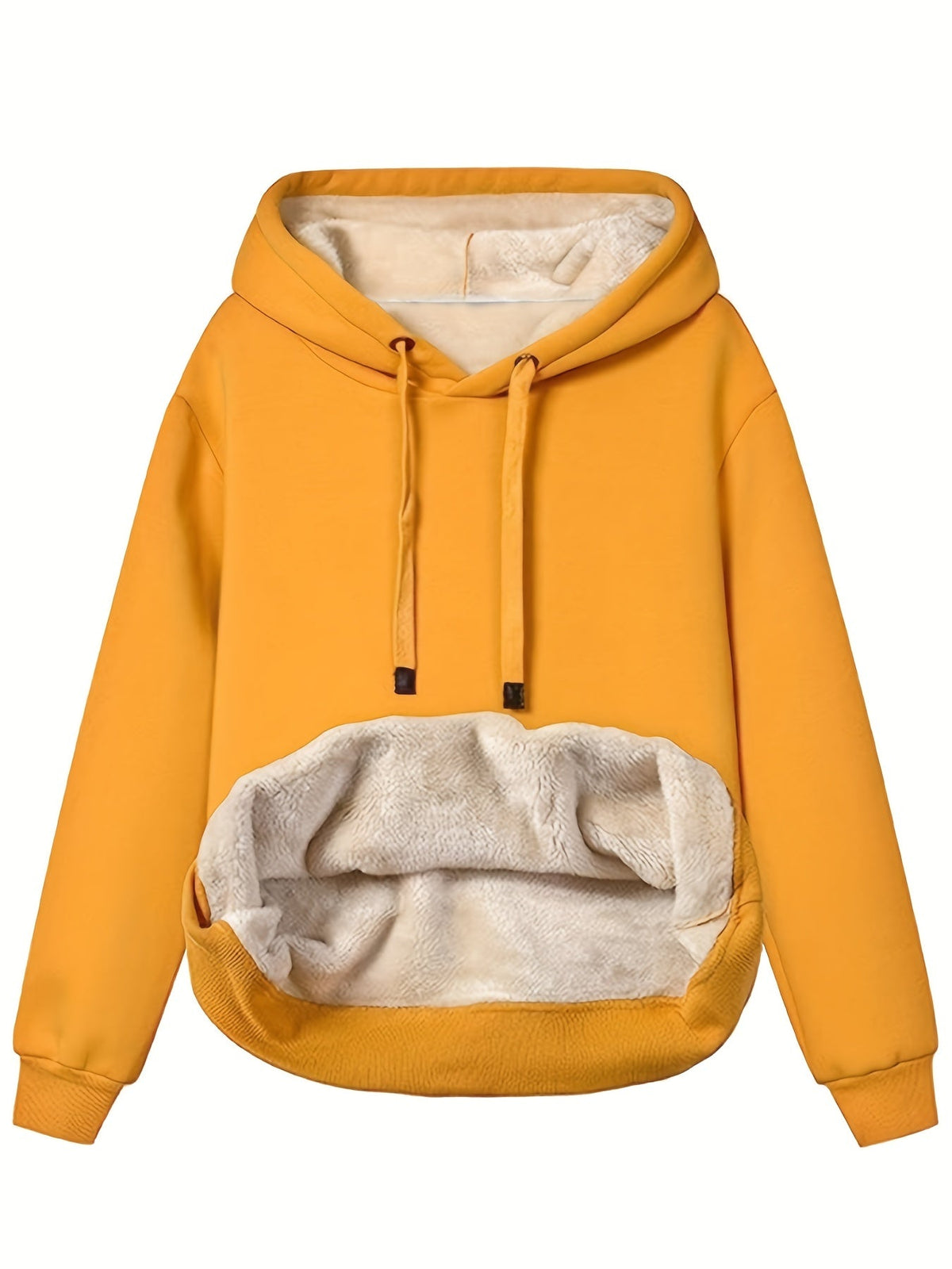 Women's Fleece Lined Pullover Hoodie with Relaxed Fit – Warm Plush Sweatshirt for Autumn and Winter