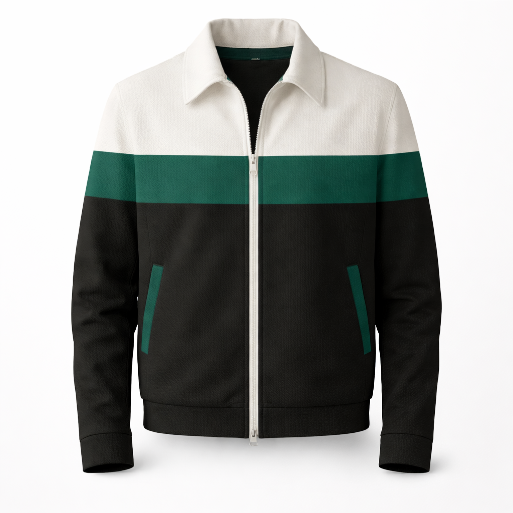Herre Colourblock Lynlåstrøje med Kontrastpanel Casual Ydertøj