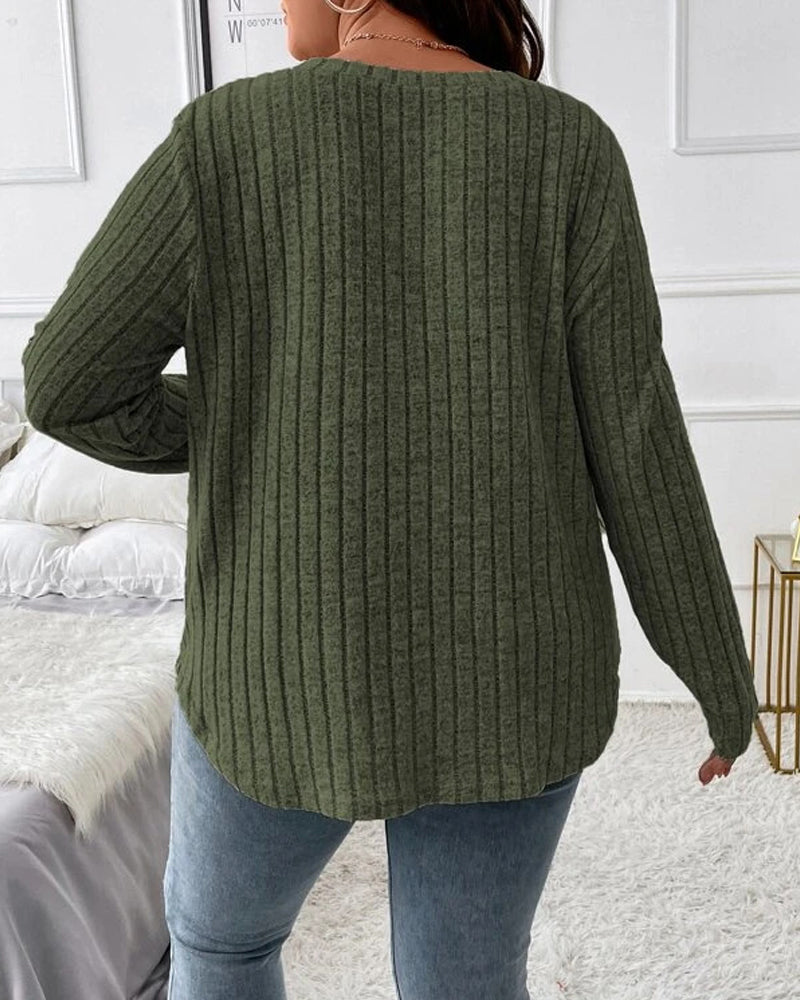 Women’s Solid Colour V Neck Long Sleeve Jumper with Soft Cotton Blend and Casual Everyday Comfortable Fit