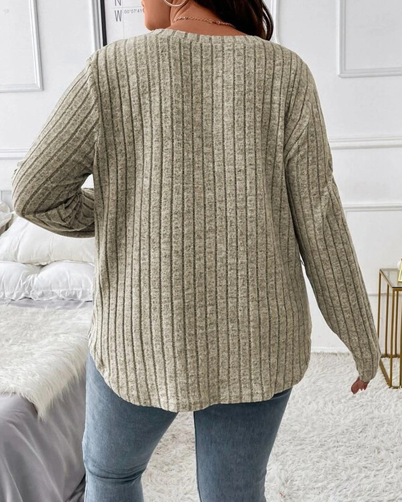 Women’s Solid Colour V Neck Long Sleeve Jumper with Soft Cotton Blend and Casual Everyday Comfortable Fit