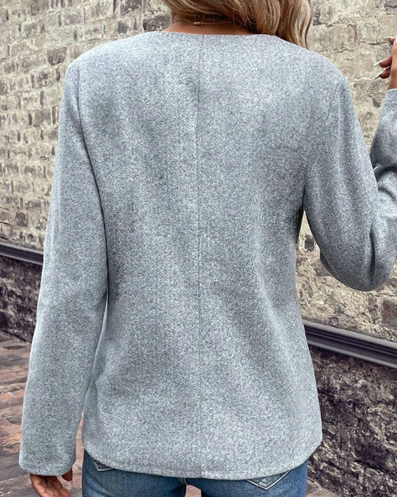 Női kötött kabát kontrasztos színű foltdíszítéssel, elegáns, üzleti, hétköznapi, hosszú ujjú mindennapi felsőruházat