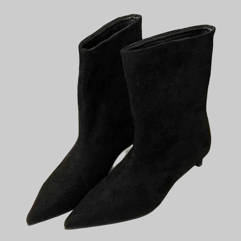 Women’s Pointed-Toe Ankle Boots – Sleek Low-Heel Style for Office and Everyday Wear