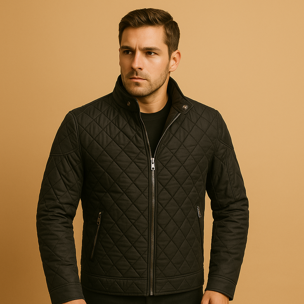 Veste d'hiver matelassée pour homme - modèle court isolant à fermeture zippée, col montant et poches zippées, idéale pour un style chic décontracté au quotidien en automne-hiver