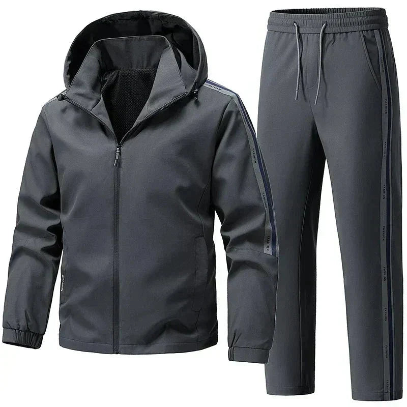 Conjunto de chándal con capucha para hombre: atuendo cálido de dos piezas para viajar en invierno