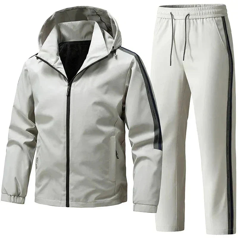 Conjunto de chándal con capucha para hombre: atuendo cálido de dos piezas para viajar en invierno