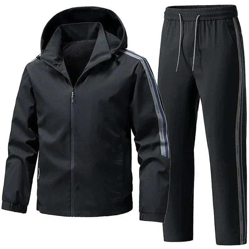 Conjunto de chándal con capucha para hombre: atuendo cálido de dos piezas para viajar en invierno