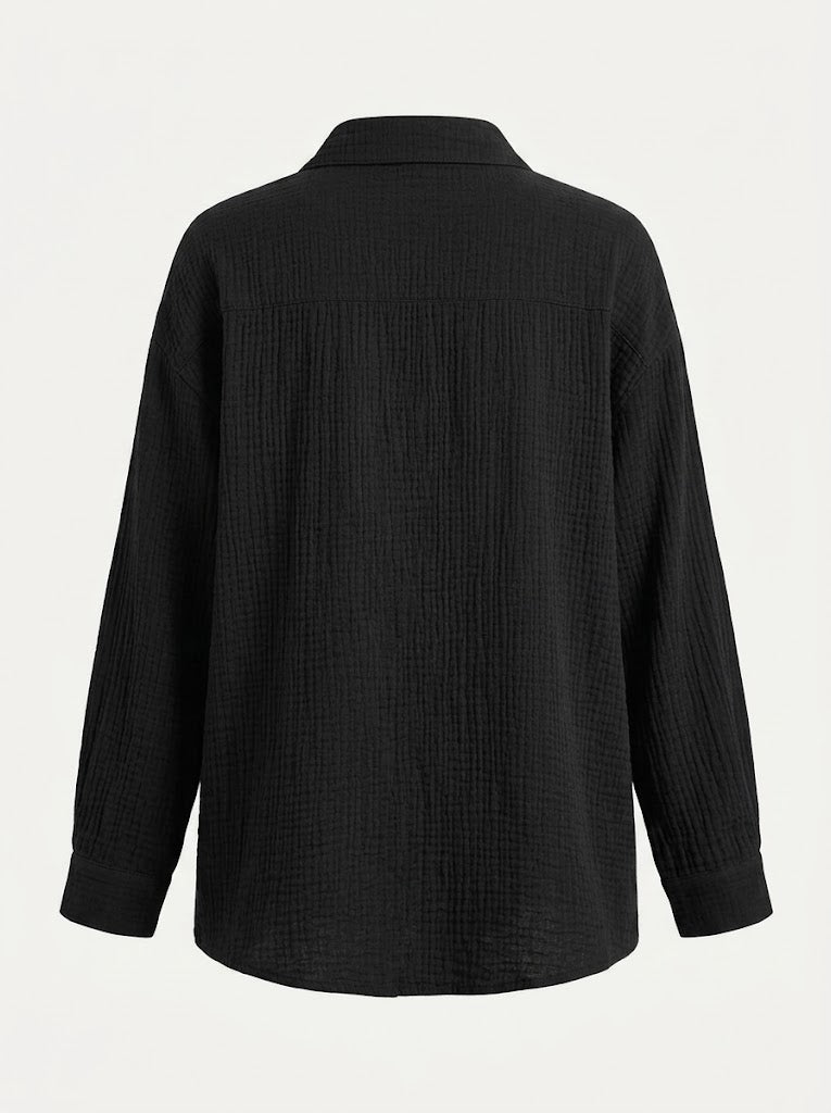 Women’s Cotton Muslin Button Shirt – Relaxed Textured Layer for Everyday Wear