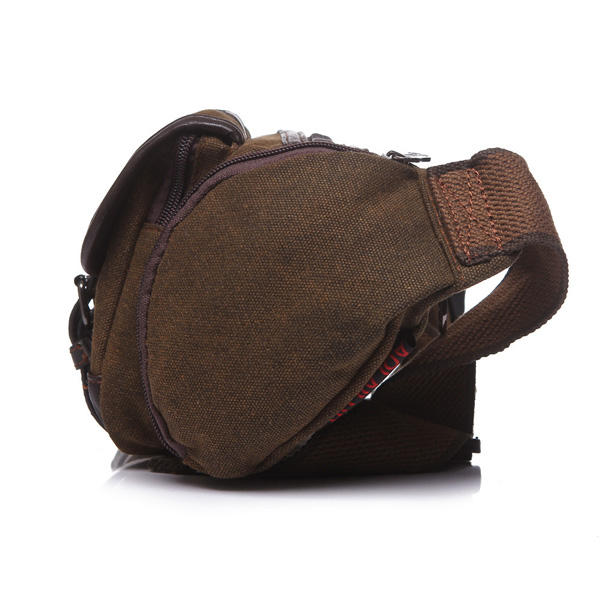 Men’s Vintage Canvas Waist Bag – Multi-Pocket Utility Hip Pack with Adjustable Crossbody Strap