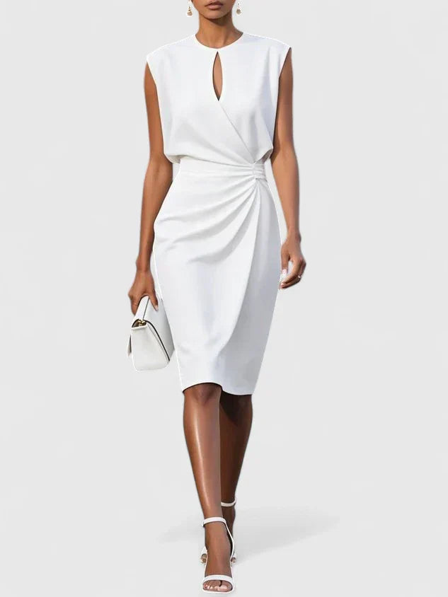 Women’s Ruched Waist Midi Dress Elegant Occasion Style