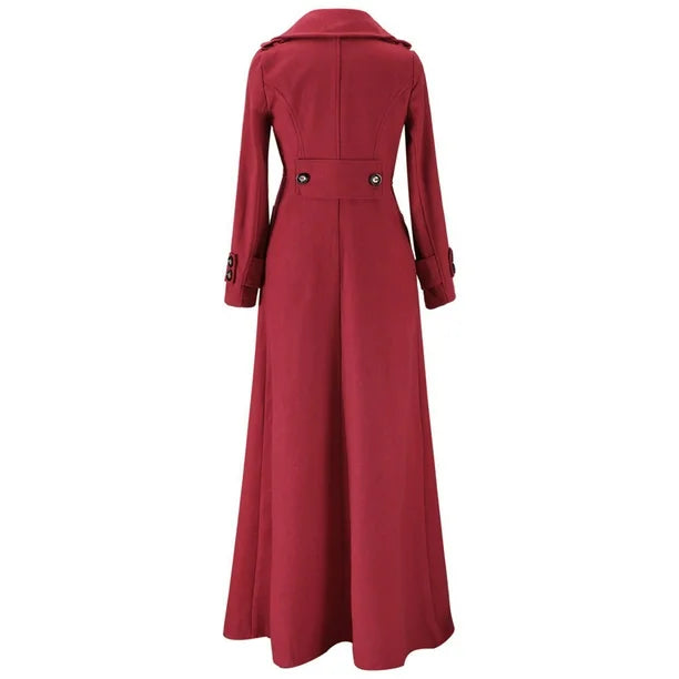Női hosszított téli ballonkabát – meleg, szabott, elöl gombos réteg az elegáns irodai viselethez, csinos városi összeállításokhoz, esti alkalmakhoz és hideg időben való öltözködéshez