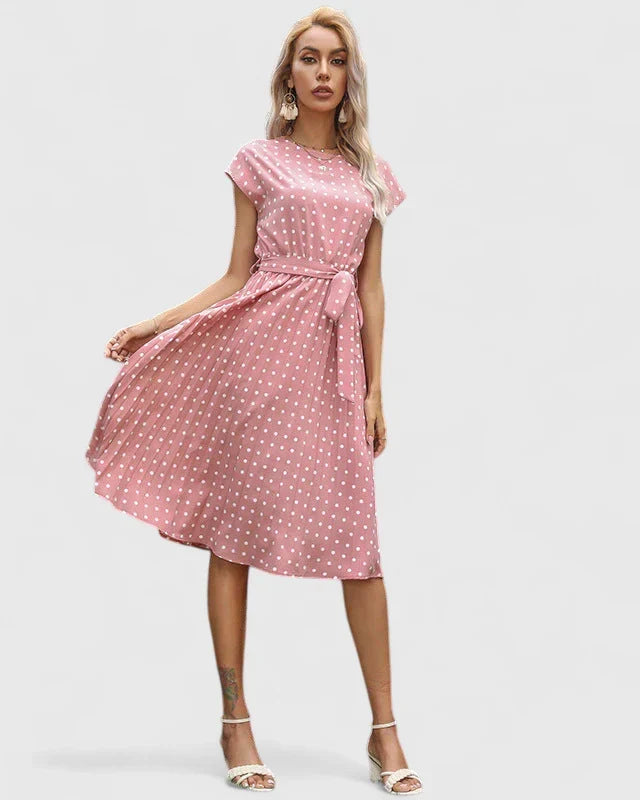 Abito midi da donna con cintura e stampa – stile estivo valorizzante per il giorno e le occasioni