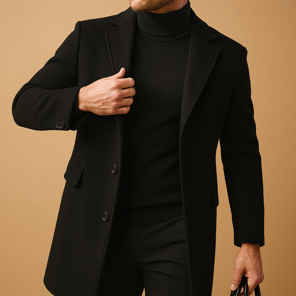 Formeller Wintermantel für Herren – Locker geschnittene, wärmende, lange und maßgeschneiderte Oberbekleidung für Business, Büro, elegante Freizeitkleidung und den Alltag im Herbst und Winter