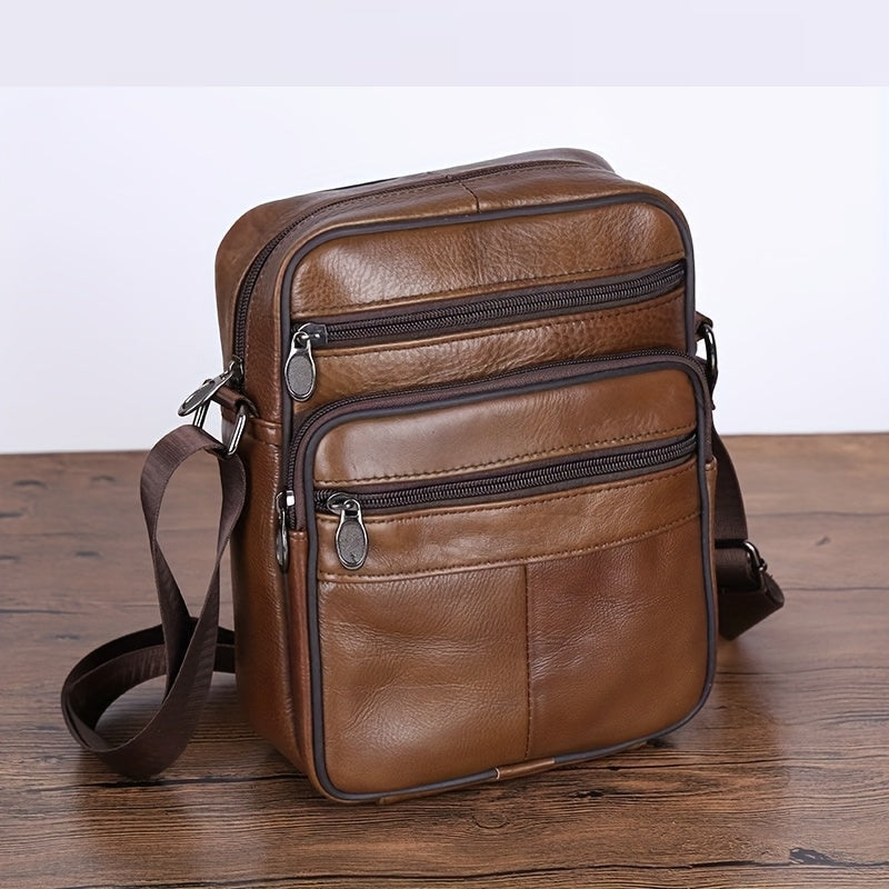 Borsa a tracolla da uomo con molte tasche e finitura testurizzata